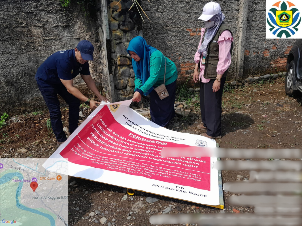 Pemasangan Papan Peringatan pada TPA Ilegal, Desa Putat Nutug Kecamatan Ciseeng